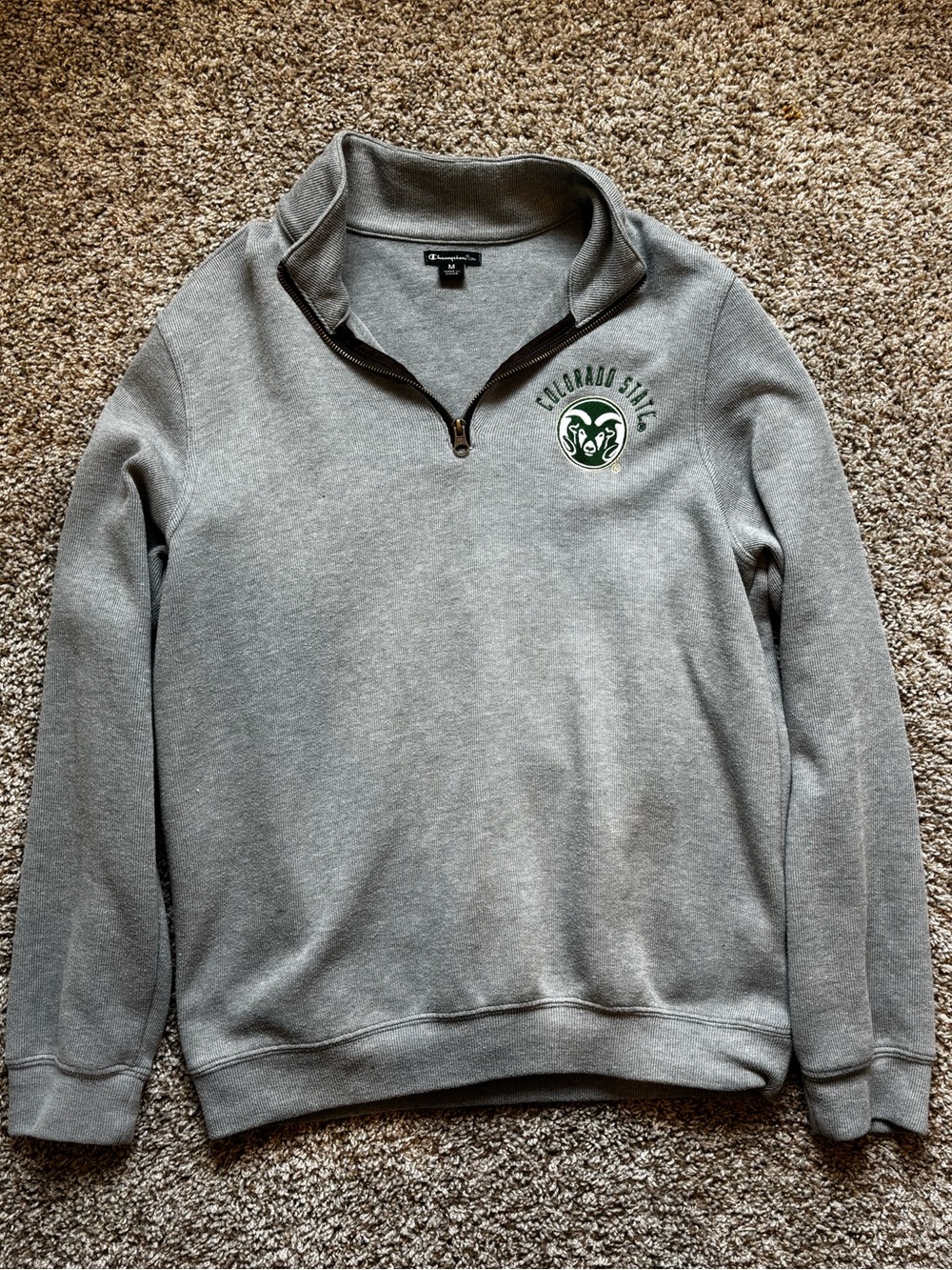Champion Gray Men's Half-Zip Pullover with Green Logo